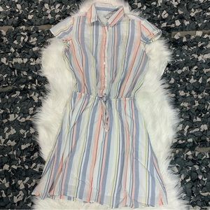 J Crew rainbow seersucker collared dress